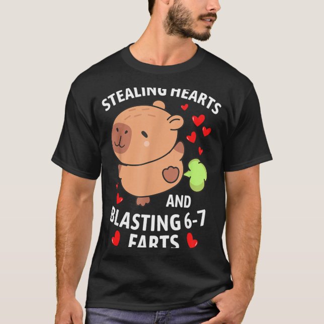Camiseta 67 Meme Stealing Hearts Valentine's Day Capybara K (Anverso)