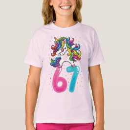 Camiseta 67 Meme Unicornio para Niñas Seis Siete Gen Alfa