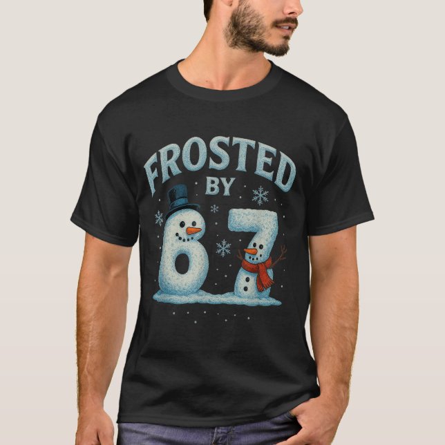 Camiseta 67 muñeco de nieve de Navidad 6 7 meme de Internet (Anverso)