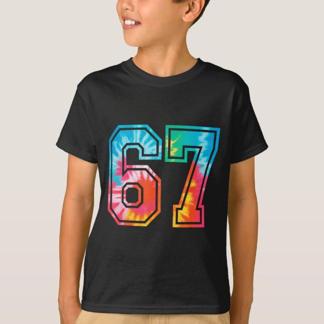 Camiseta 67 Number Meme Funny Six Seven Tie Dye Gen Alpha S (Anverso)