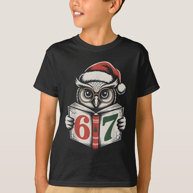 Camiseta 67 Número Búho Navidad Meme de Internet Fiesta  (Anverso)