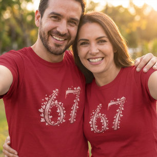 Camiseta 67 Número del Corazón Romántico de San Valentín