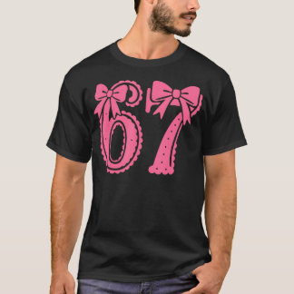 Camiseta 67 Número Seis Siete Alpha Slang Coqueta Lazo Rosa