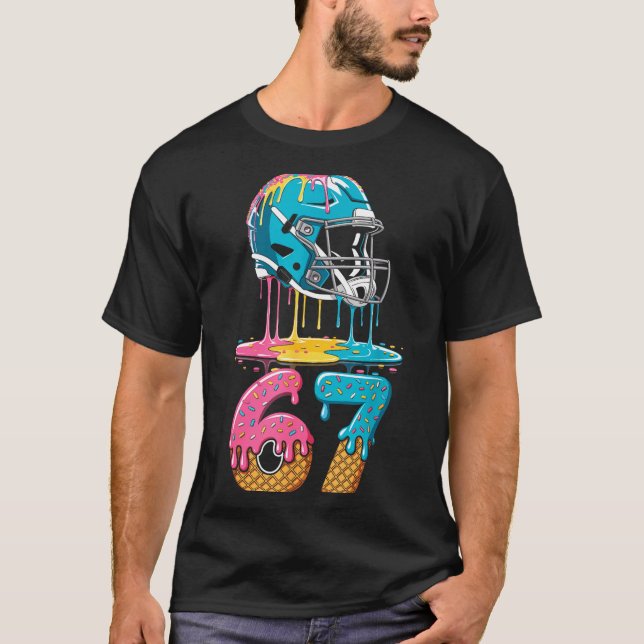 Camiseta 67 Player 67th Birthday Ice Cream American Footbal (Anverso)