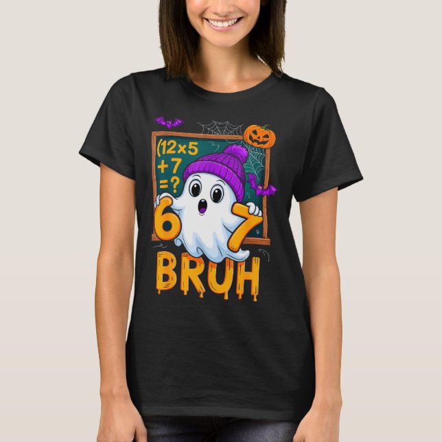 Camiseta 67 Profesor Fantasma de Halloween Seis Siete Meme  (Anverso)