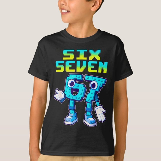 Camiseta 67 Seis Siete 6-7 Divertido Cerebro Italiano Niños (Anverso)