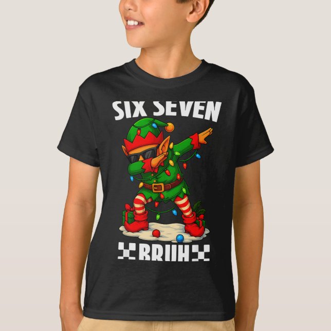 Camiseta 67 Seis Siete Bruh Divertido Navidad Elf Dabbing 6 (Anverso)