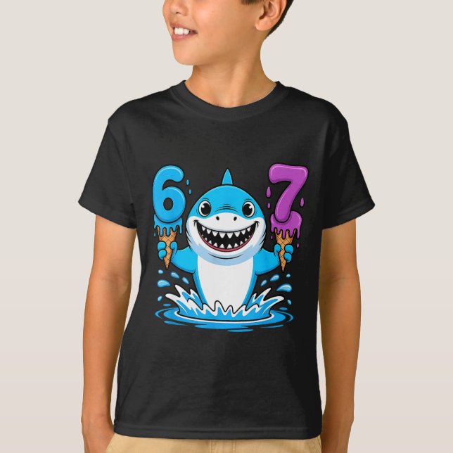 Camiseta 67 Shark Six Seven Ice Cream Drip Funny Gen Alpha  (Anverso)