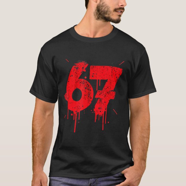 Camiseta 67 Shirt, Funny Shirts 67 Meme Six Seven Men Teen  (Anverso)