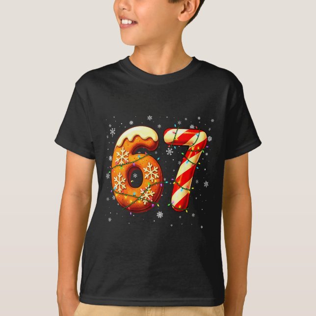 Camiseta 67 Six Seven 6-7 Gingerbread Candy Cane Christmas  (Anverso)