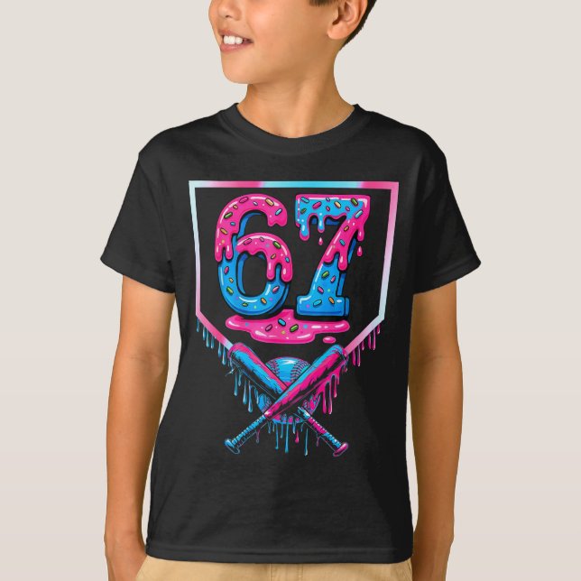 Camiseta 67 Six Seven Baseball Ice Cream Drip Cool Meme 67  (Anverso)