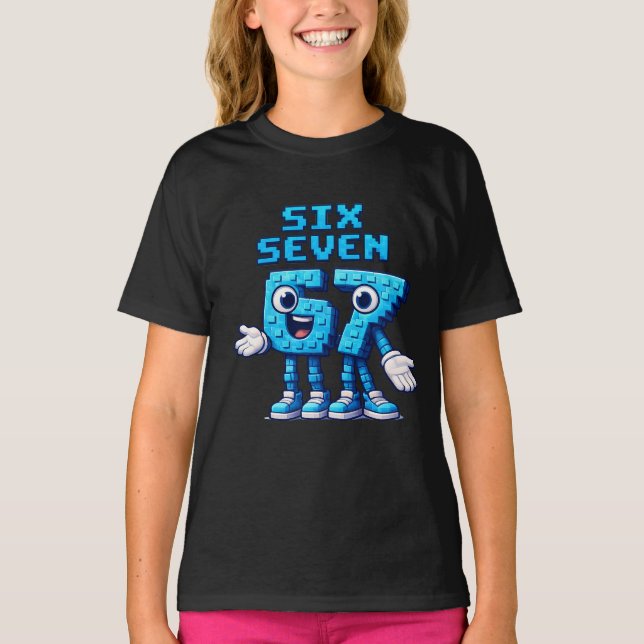 Camiseta 67 Six Seven Blue Retro Pop Culture (Anverso)