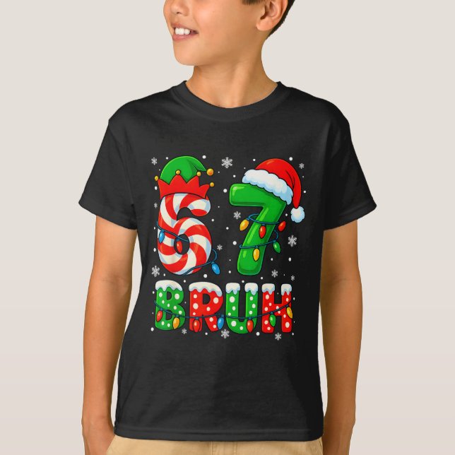 Camiseta 67 Six Seven Bruh 6 7 Meme Funny Christmas Santa E (Anverso)