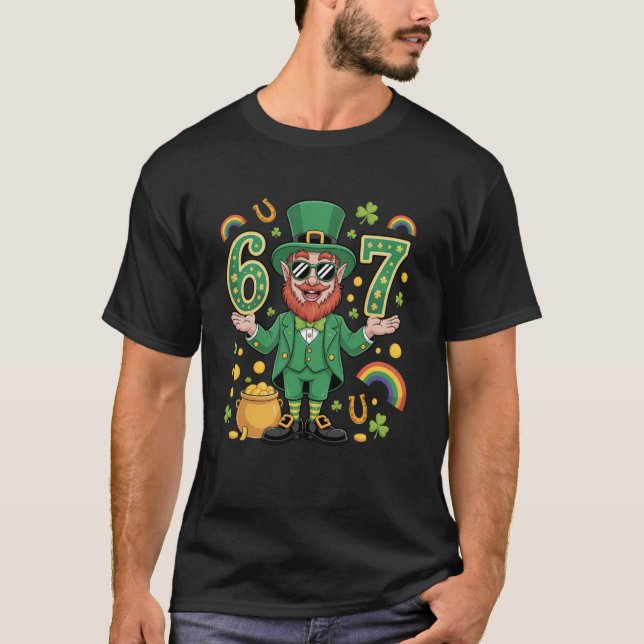 Camiseta 67 Six Seven Funny 6 7 Meme St Patricks Day Leprec (Anverso)