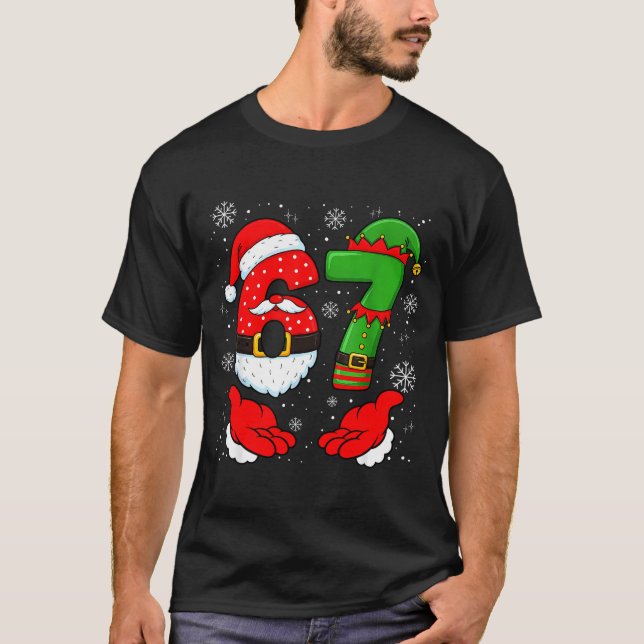 Camiseta 67 Six Seven Funny Santa Hand 6 7 Meme Christmas M (Anverso)