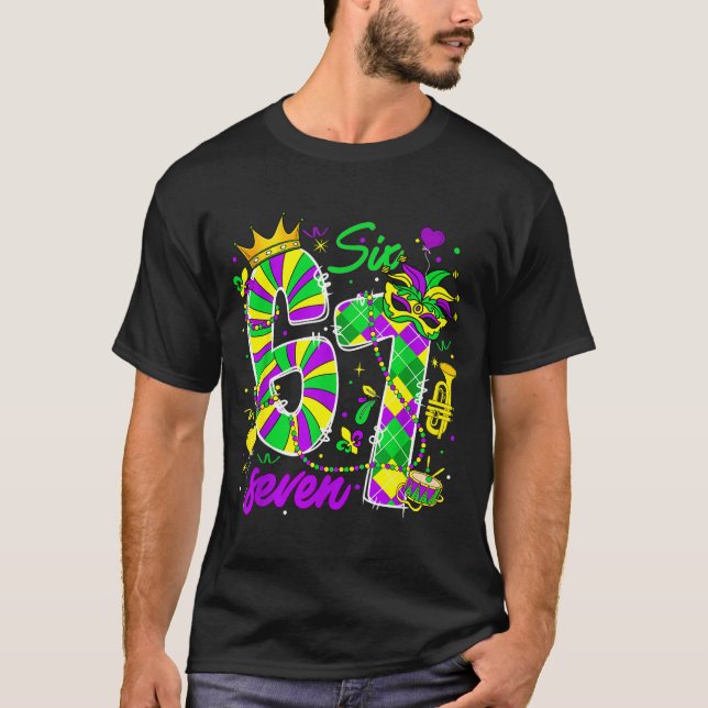 Camiseta 67 Six Seven Mardi Gras Carnival New Orleans Fleur (Anverso)