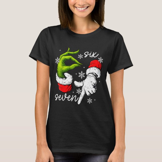 Camiseta 67 Six Seven Meme Santa Hand Christmas Funny Gen A (Anverso)