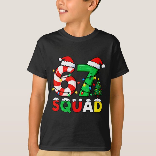 Camiseta 67 Squad Christmas Candy Cane Six Seven Meme Xmas  (Anverso)