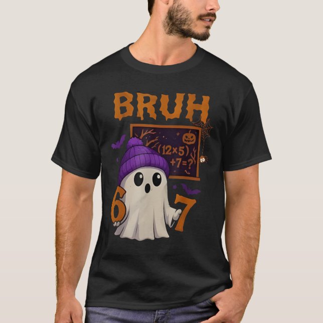 Camiseta 67 Teacher Halloween Ghost Six Seven Meme Math Equ (Anverso)