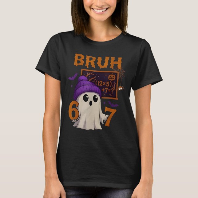 Camiseta 67 Teacher Halloween Ghost Six Seven Meme Math Equ (Anverso)