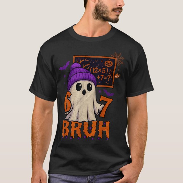 Camiseta 67 Teacher Halloween Ghost Six Seven Meme Math Equ (Anverso)