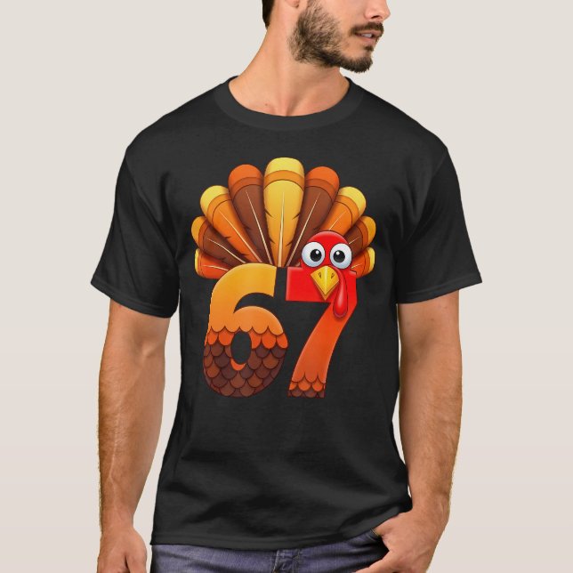 Camiseta 67 Thanksgiving Funny Turkey Costume Six Seven Mem (Anverso)