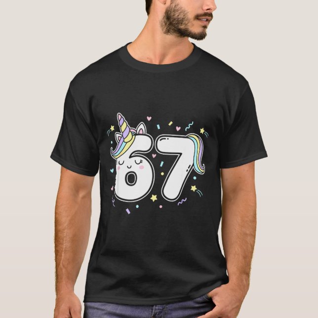 Camiseta 67 Unicorn Six Seven 6-7 Meme  (Anverso)