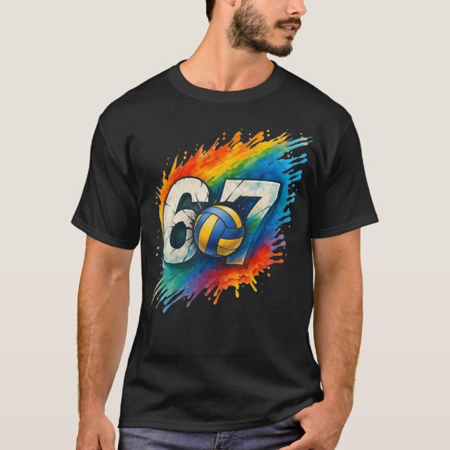 Camiseta 67 Voleibol Seis Siete 6 7 Meme (Anverso)