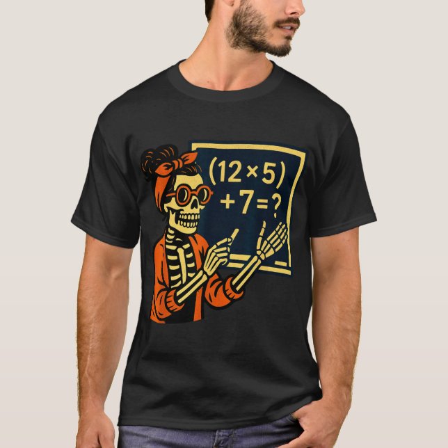 Camiseta 67eacher Halloween Skeleton Si Seven Meme Brainrot (Anverso)