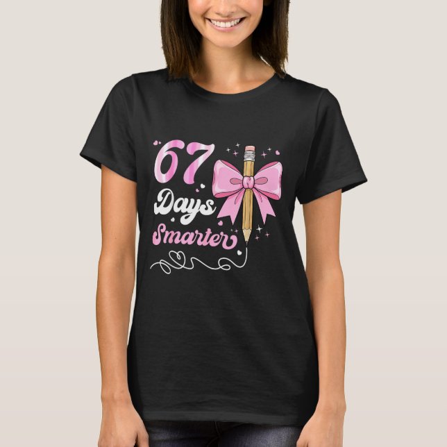 Camiseta 67th Day Of School 67 Days Smarter Coquette Bow Te (Anverso)