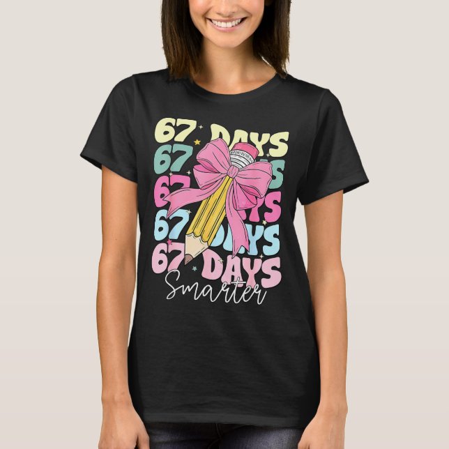 Camiseta 67th Day Of School 67 Days Smarter Coquette Bow Te (Anverso)