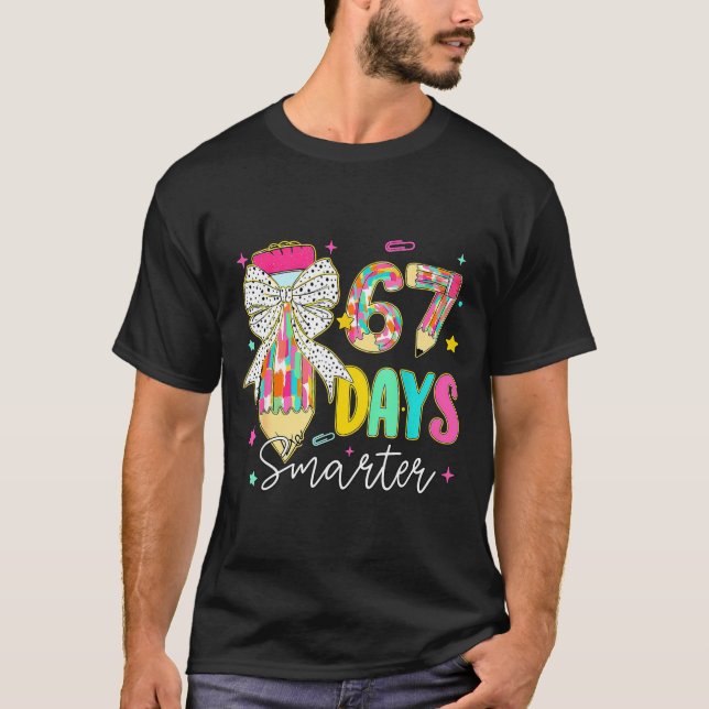 Camiseta 67th Day Of School 67 Days Smarter Coquette Bow Te (Anverso)