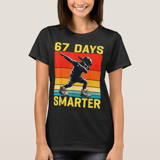 Camiseta 67th Day Of School 67 Days Smarter Dabbing Six Sev (Anverso)