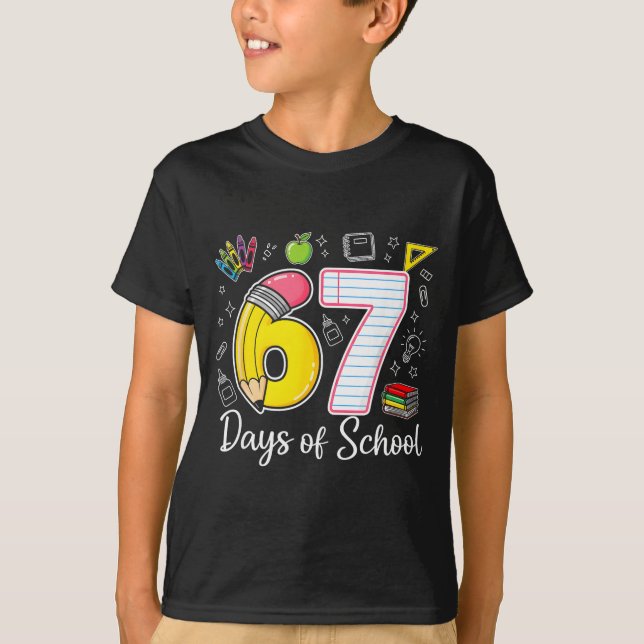 Camiseta 67th Day Of School 67 Six Seven Math Teacher Kids  (Anverso)