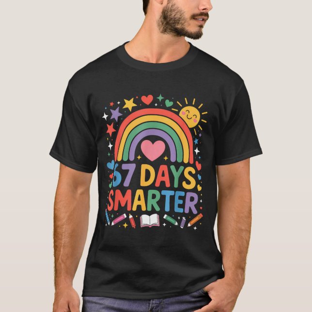 Camiseta 67th Day Of School Meme 67 Days Smarter Rainbow Ki (Anverso)