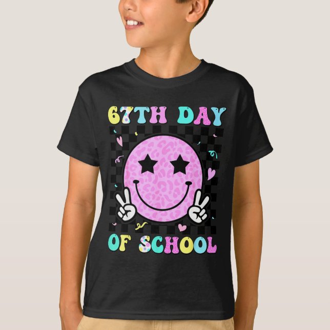 Camiseta 67th Day Of School Smile Face Six Seven Meme Girls (Anverso)