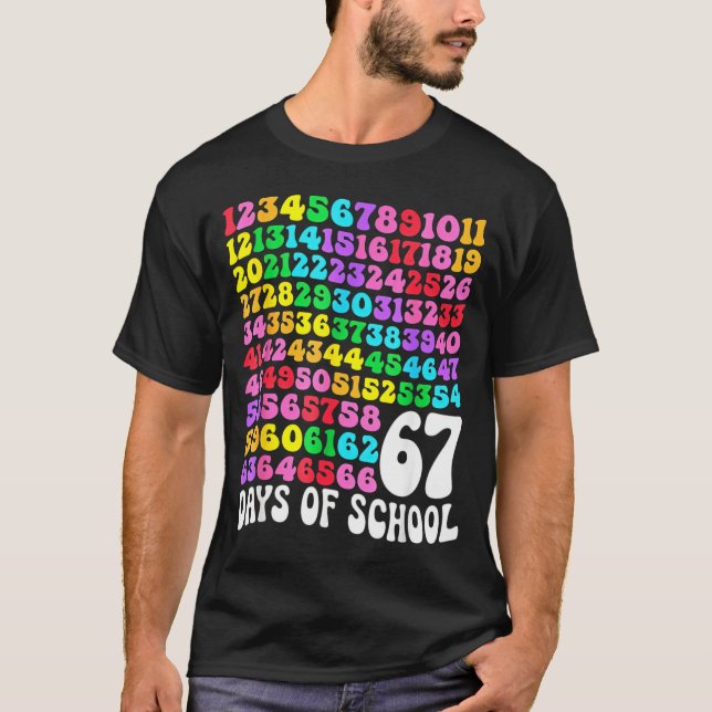 Camiseta 67th Day Of School Teacher 67 Days Math Numbers  (Anverso)