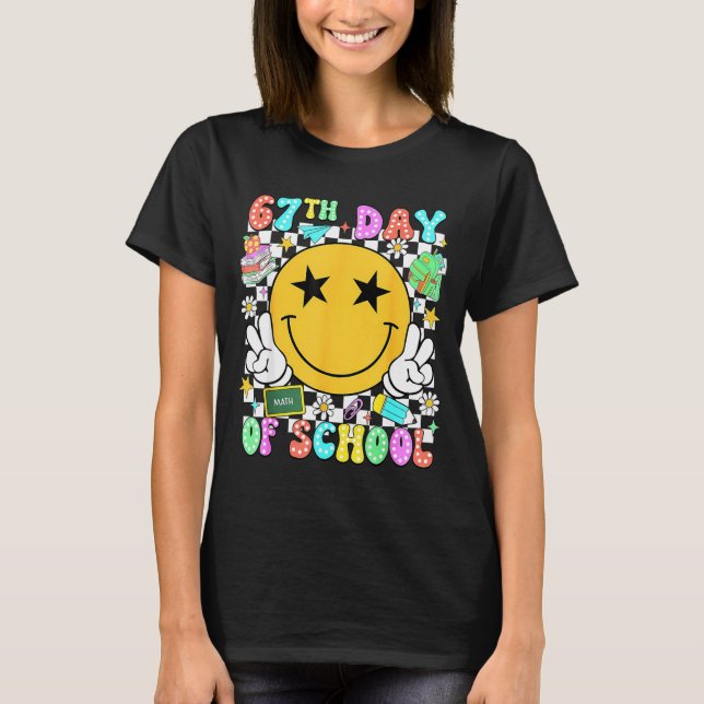 Camiseta 67th Day Of School Teacher Kids 67 Smile Face 100t (Anverso)