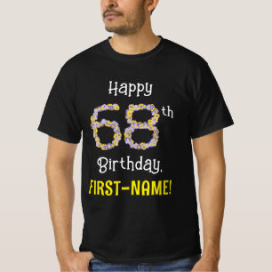 Camiseta 68º cumpleaños: Flores florales número "68" + nomb