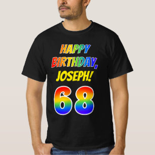 Camiseta 68º cumpleaños — Negrita, diversión, arco iri