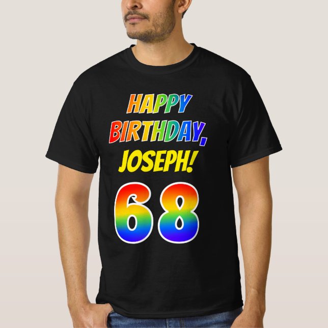 Camiseta 68º cumpleaños — Negrita, diversión, arcoiris 68,  (Anverso)