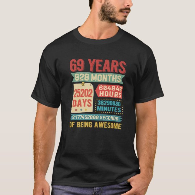 Camiseta 69 Años De Edad Decoraciones De Cumpleaños Bda (Anverso)