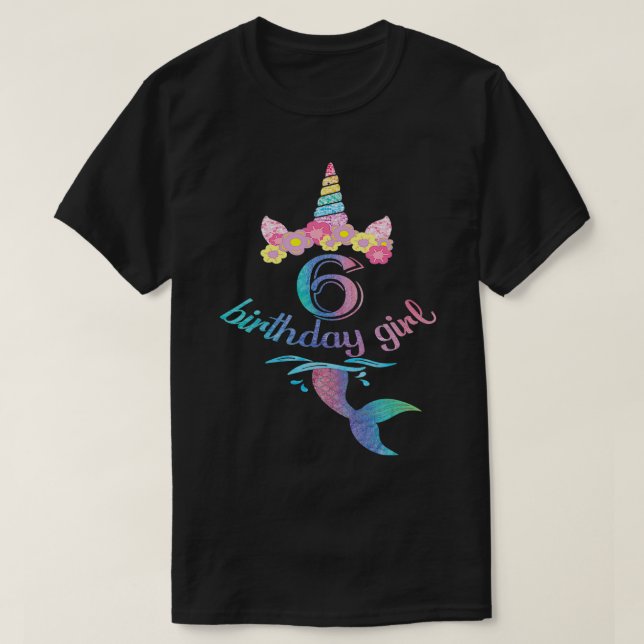 Camiseta 6.ª chica de cumpleaños de sirvienta de Unicornio  (Diseño del anverso)