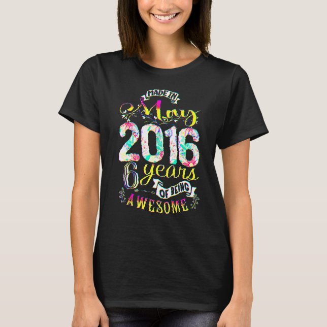 Camiseta 6.ª Flores De Cumpleaños Para Chicas Nacidas En Ma (Anverso)