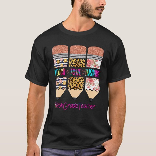 Camiseta 6.ª Maestría Enseñar Amor Inspira Lápiz Leopar (Anverso)