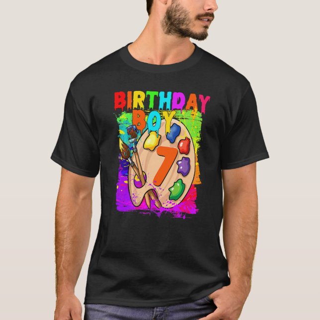 Camiseta 6.ª pintura de niño de cumpleaños B Día Fiesta de  (Anverso)