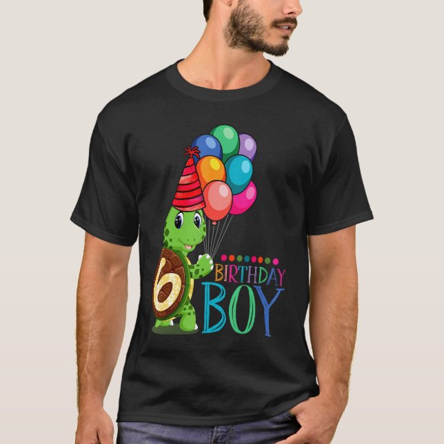 Camiseta 6.ª Tortuga de cumpleaños Gif Niños de 6 años (Anverso)