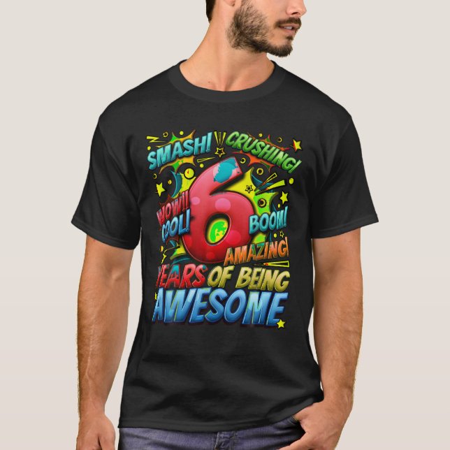 Camiseta 6.º Alegre Estilo Cómico Desde 2017 6 Años (Anverso)