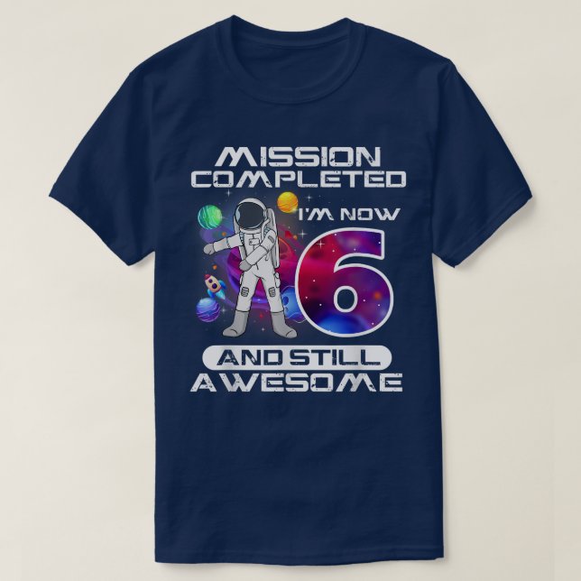 Camiseta 6.º Astronauta Astronauta de 6 años de edad Bda (Diseño del anverso)
