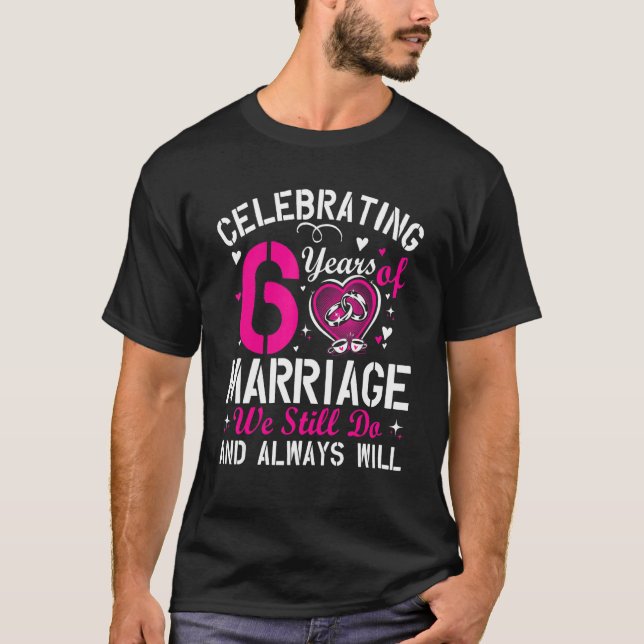Camiseta 6.º Boda Aniversario de Pareja Hombres Mujeres (Anverso)